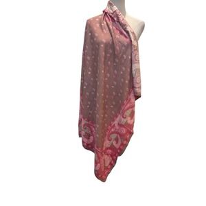 Vtg April Cornell Scarf Pink Paisley Square 40"x40" Boho Chic Romantic Cottage